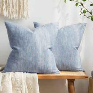 MIULEE Pack of 2 Decorative Burlap Linen Throw Pillow